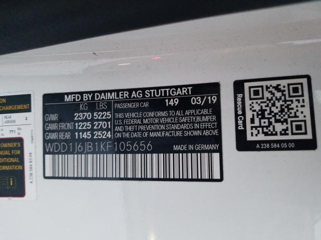 2019 MERCEDES-BENZ E 450 4MAT WDD1J6JB1KF105656