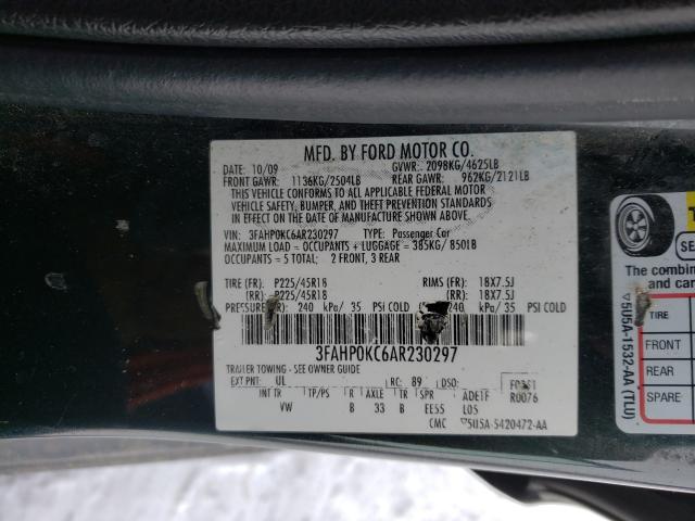 2010 FORD FUSION SPO 3FAHP0KC6AR230297