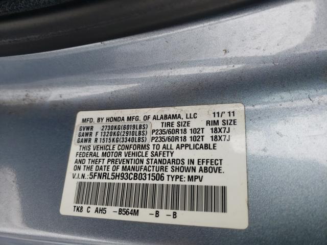2012 HONDA ODYSSEY TO 5FNRL5H93CB031506