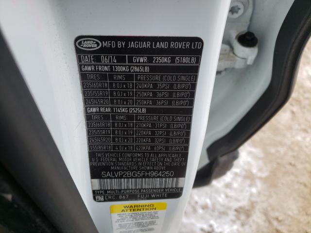2015 LAND ROVER RANGE ROVE SALVP2BG5FH964250