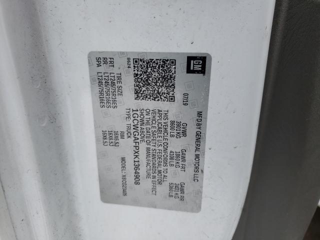 2019 CHEVROLET EXPRESS G2 1GCWGAFPXK1364908