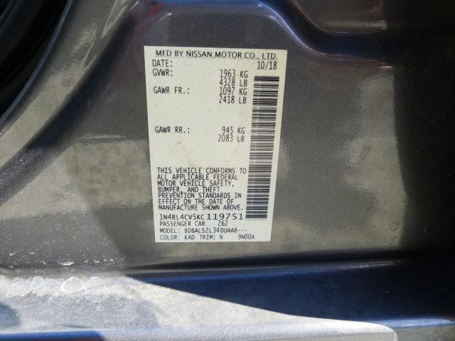 2019 NISSAN ALTIMA SR 1N4BL4CV5KC119751