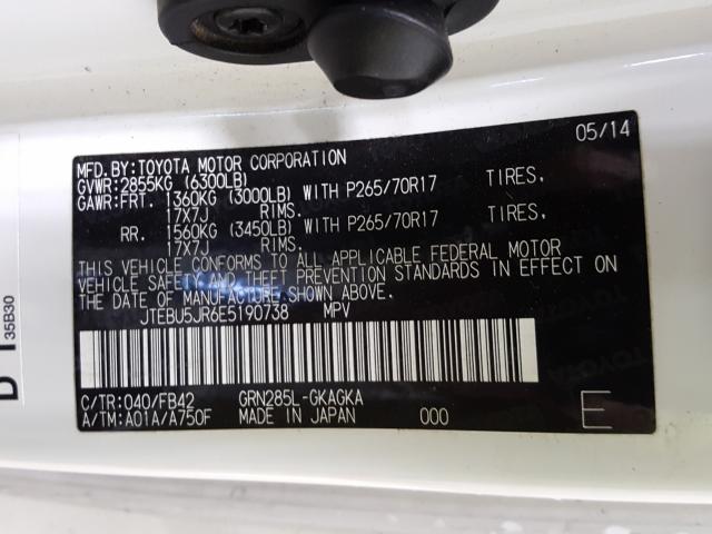2014 TOYOTA 4RUNNER SR JTEBU5JR6E5190738