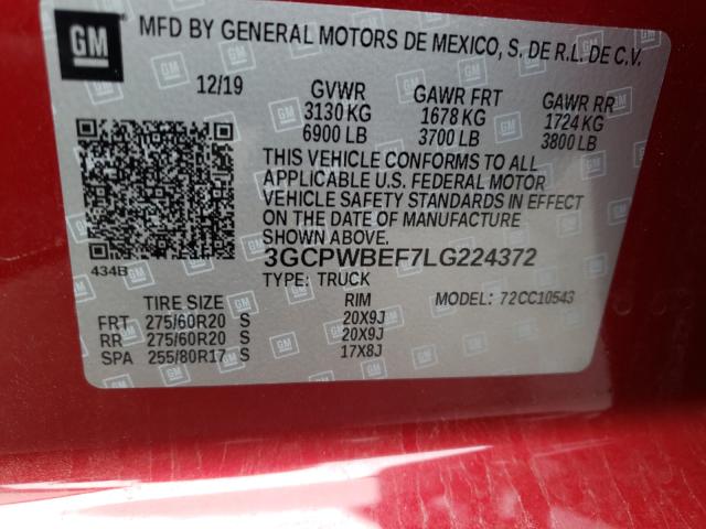 2020 CHEVROLET SILVERADO - 3GCPWBEF7LG224372