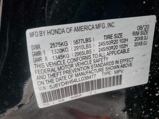 2020 ACURA MDX TECHNO 5J8YD4H54LL038477
