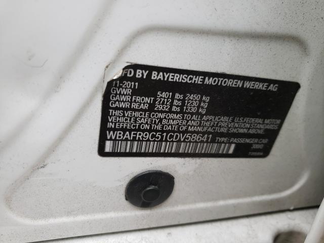 2012 BMW 550 I WBAFR9C51CDV58641