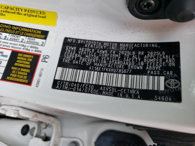 2017 TOYOTA CAMRY LE/S 4T1BF1FK6HU785677