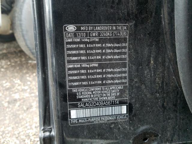 2011 LAND ROVER LR4 HSE SALAG2D40BA567114