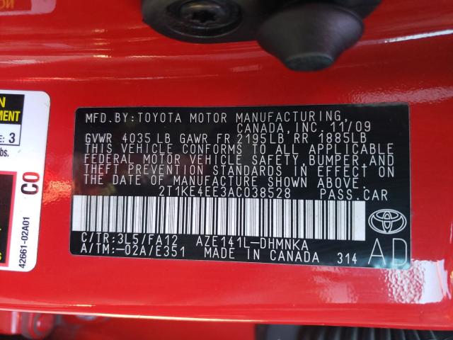 2010 TOYOTA COROLLA MA - 2T1KE4EE3AC038528