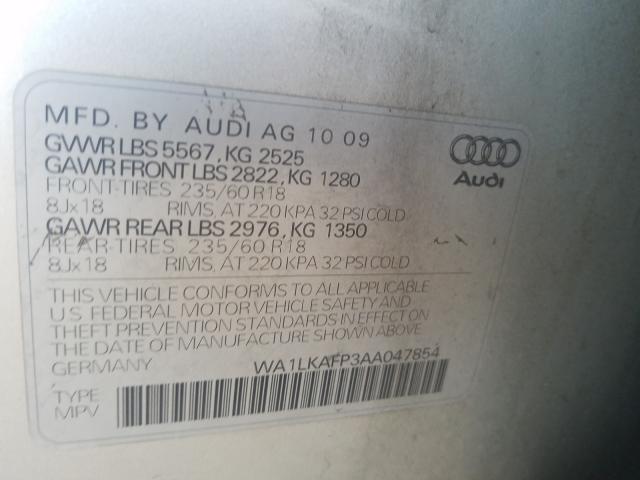 2010 AUDI Q5 PREMIUM WA1LKAFP3AA047854