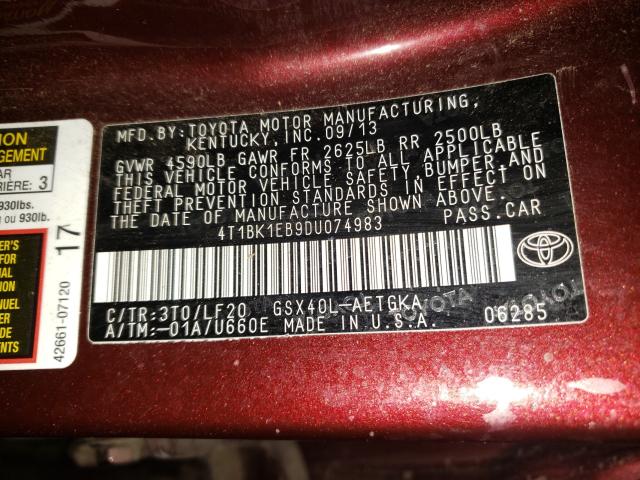2013 TOYOTA AVALON BAS 4T1BK1EB9DU074983