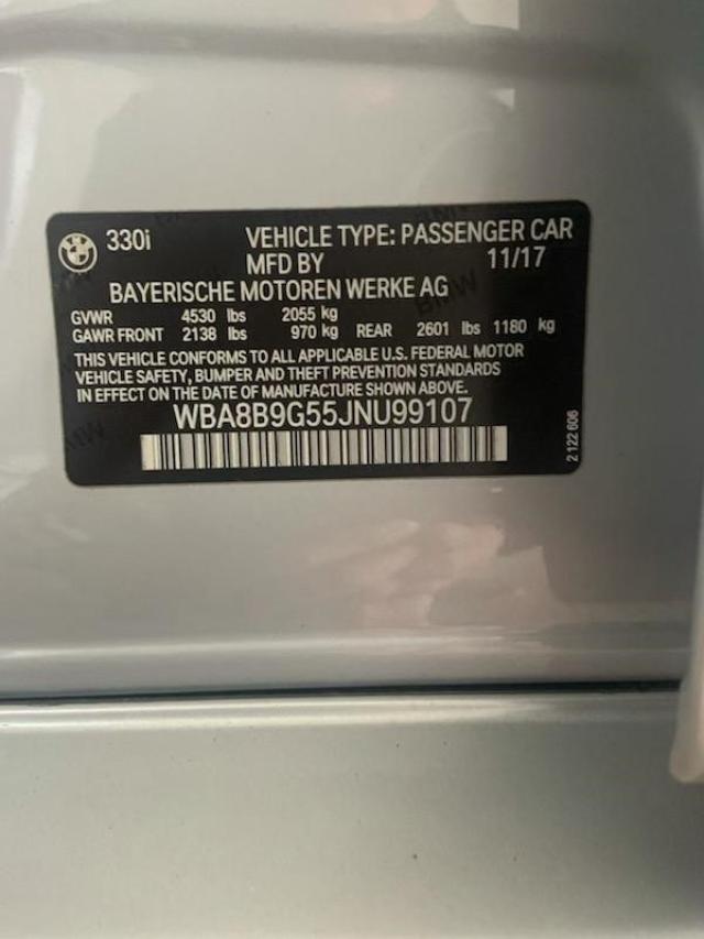 2018 BMW 330 I WBA8B9G55JNU99107