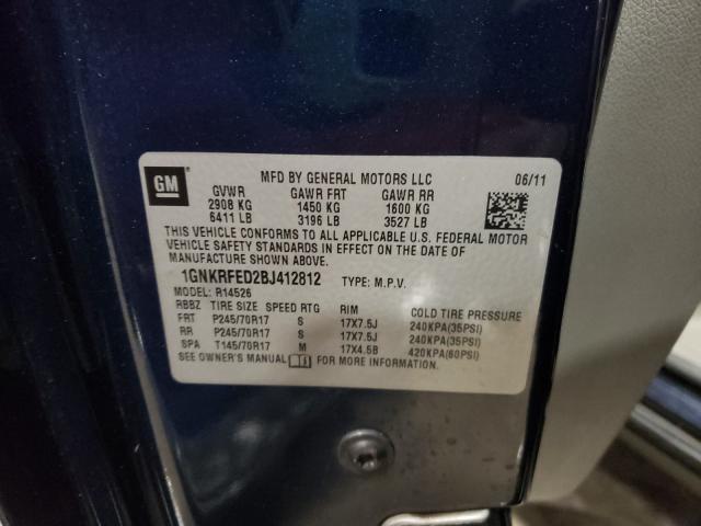 2011 CHEVROLET TRAVERSE L 1GNKRFED2BJ412812