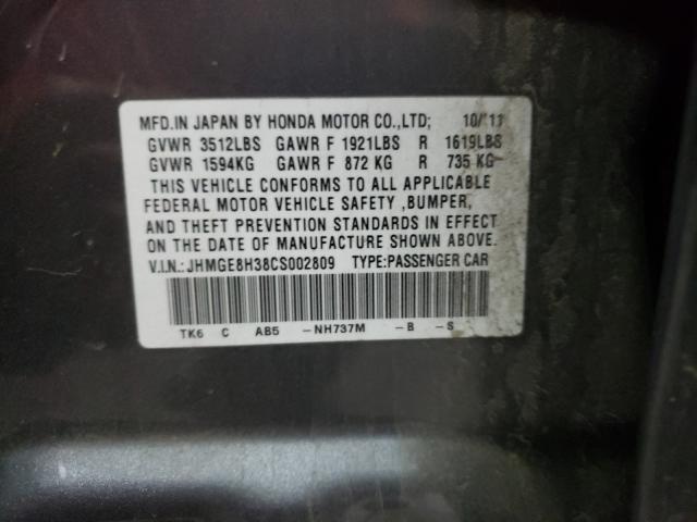 2012 HONDA FIT JHMGE8H38CS002809