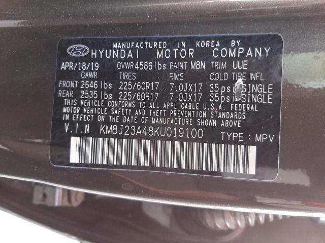 2019 HYUNDAI TUCSON SE KM8J23A48KU019100