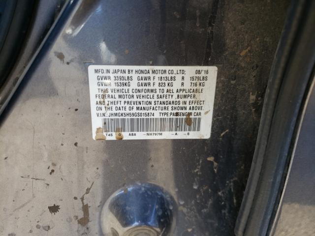 2016 HONDA FIT LX JHMGK5H59GS015874