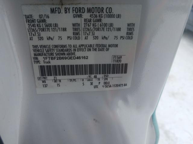 2016 FORD F250 SUPER 1FTBF2B69GED46162
