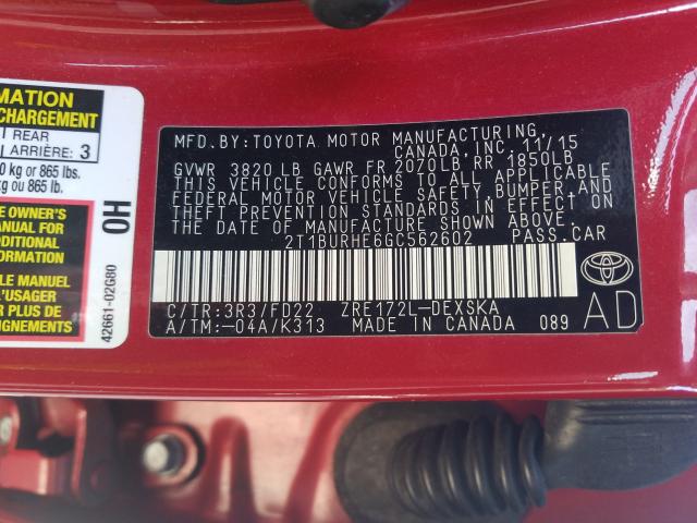 2016 TOYOTA CELICA 2T1BURHE6GC562602