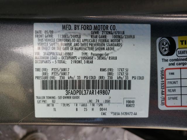 2010 FORD FUSION HYB - 3FADP0L37AR149807