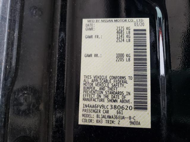 2020 NISSAN MAXIMA PLA 1N4AA6FV9LC380620