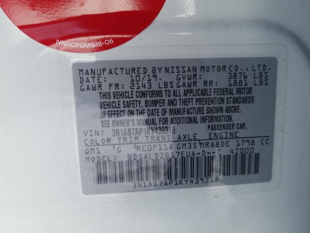 2019 NISSAN SENTRA 3N1AB7AP1KY439318