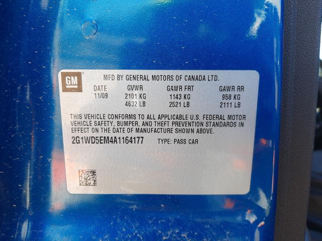 2010 CHEVROLET IMPALA POL 2G1WD5EM4A1164177