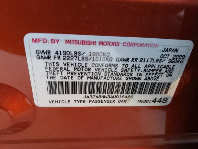 2010 MITSUBISHI LANCER GTS JA32X8HW3AU016486