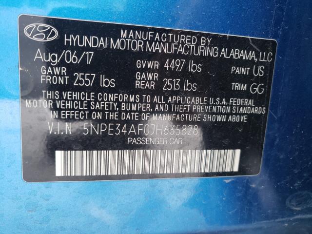 2018 HYUNDAI SONATA SPO 5NPE34AF0JH635828