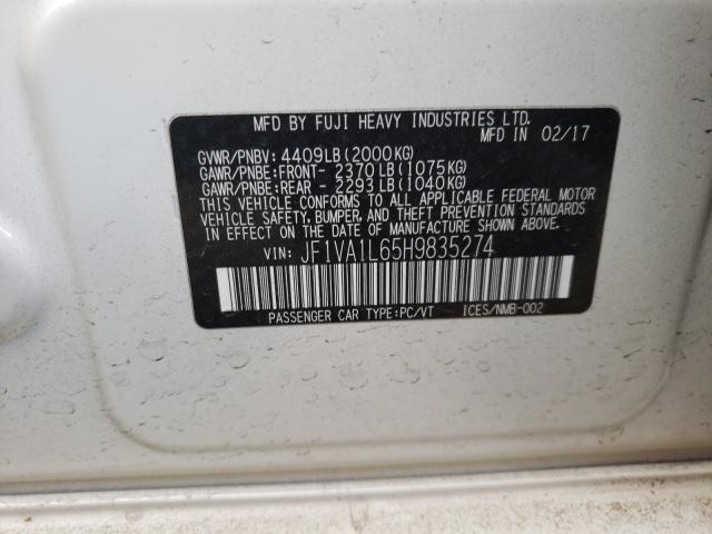 2017 SUBARU WRX LIMITE JF1VA1L65H9835274