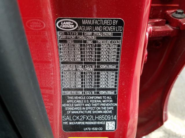 2020 LAND ROVER DISCOVERY SALCK2FX2LH850914