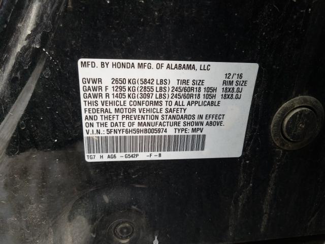 2017 HONDA PILOT EXL 5FNYF6H59HB005974