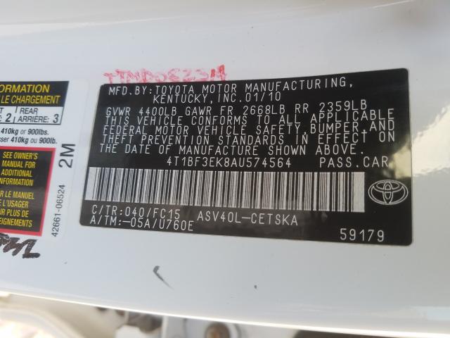 2010 TOYOTA CAMRY BASE 4T1BF3EK8AU574564