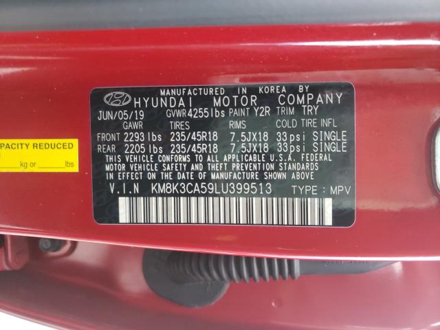2020 HYUNDAI KONA LIMIT KM8K3CA59LU399513