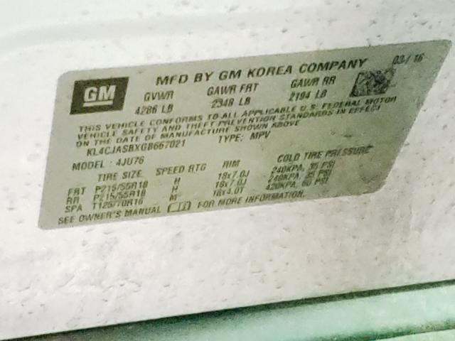 2016 BUICK ENCORE KL4CJASBXGB667021