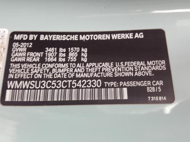 2012 MINI COOPER WMWSU3C53CT542330