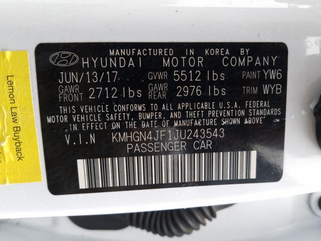 2018 GENESIS G80 ULTIMA KMHGN4JF1JU243543