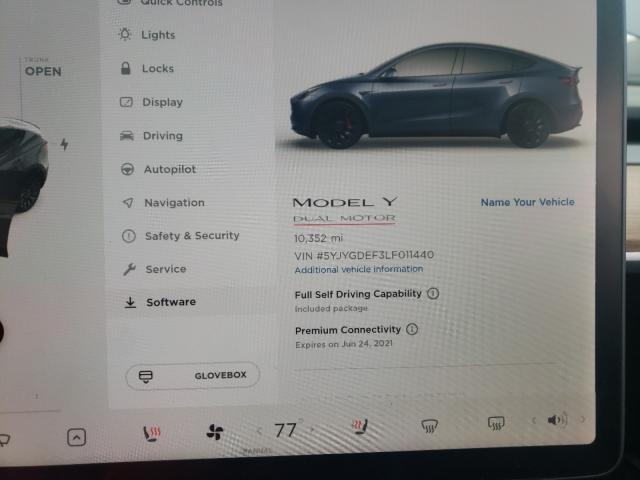 2020 TESLA MODEL Y 5YJYGDEF3LF011440