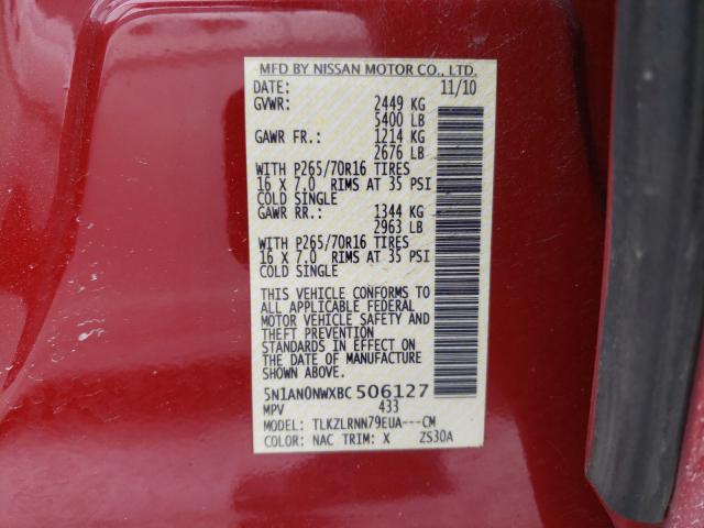 2011 NISSAN XTERRA OFF 5N1AN0NWXBC506127