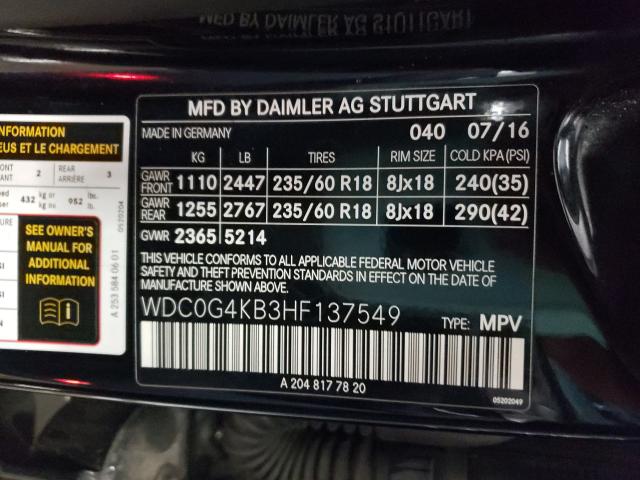 2017 MERCEDES-BENZ GLC 300 4M WDC0G4KB3HF137549