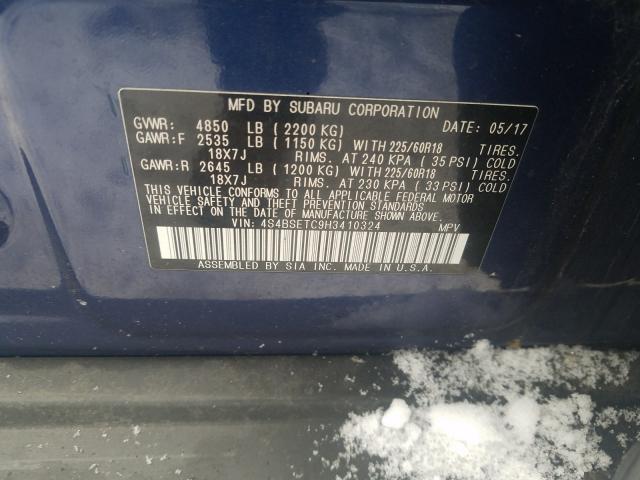 2017 SUBARU OUTBACK TO 4S4BSETC9H3410324