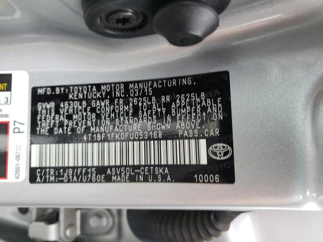 2015 TOYOTA CAMRY LE 4T1BF1FK0FU053168