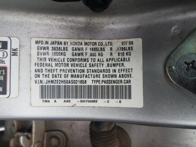 2010 HONDA INSIGHT LX JHMZE2H50AS021858