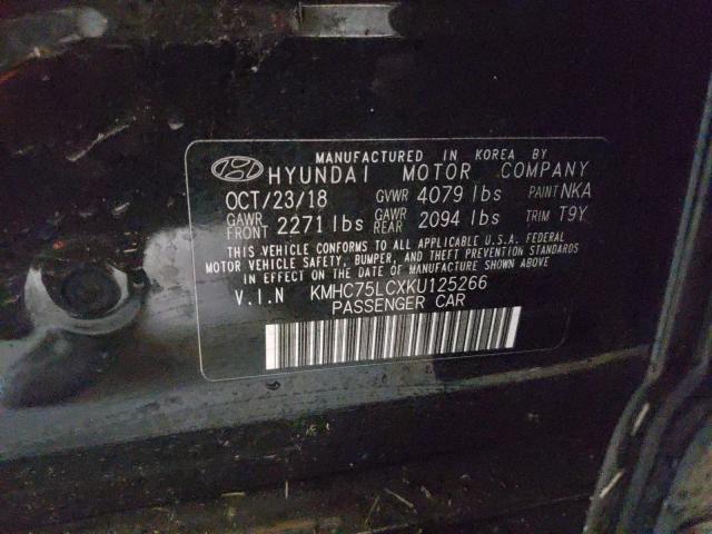 2019 HYUNDAI IONIQ KMHC75LCXKU125266