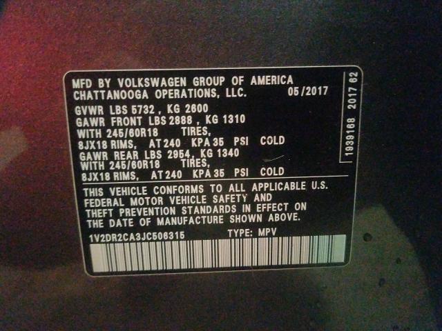 2018 VOLKSWAGEN ATLAS SE 1V2DR2CA3JC506315