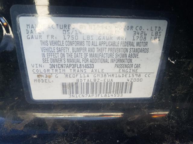 2015 NISSAN VERSA S 3N1CN7AP3FL814533