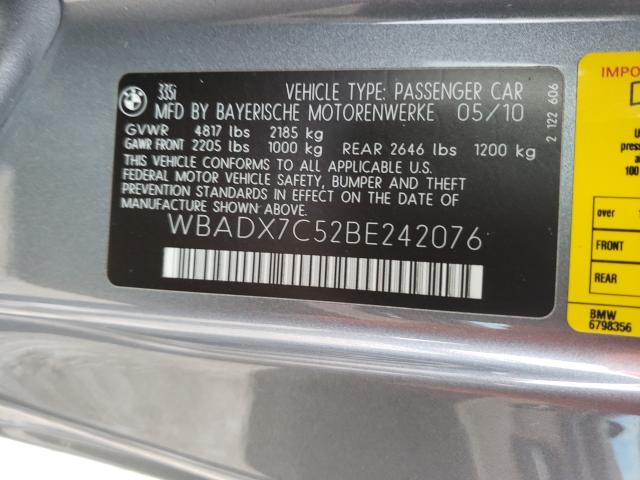 2011 BMW 335 I WBADX7C52BE242076