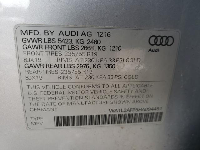 VIN WA1L2AFP5HA094491 2017 Audi Q5, Premium Plus no.10