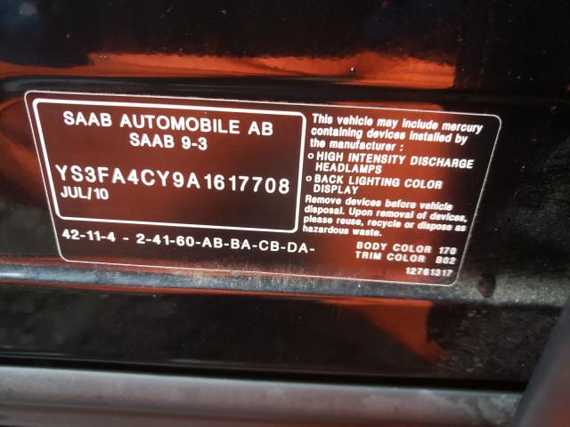 2010 SAAB 9-3 2.0T - YS3FA4CY9A1617708