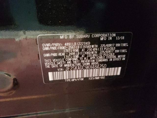 2019 SUBARU FORESTER P JF2SKAGC9KH484250