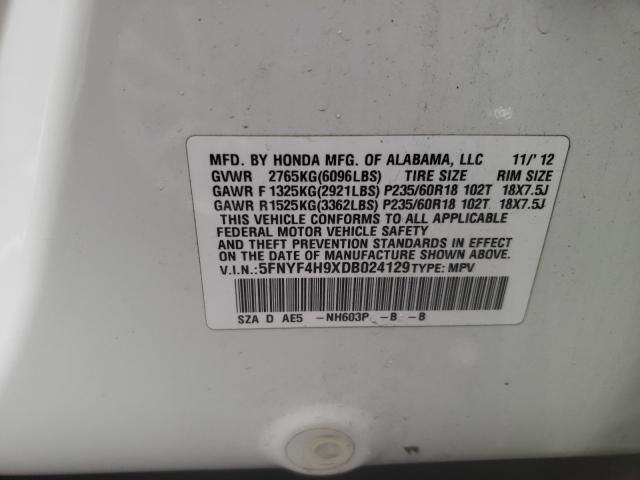 2013 HONDA PILOT TOUR 5FNYF4H9XDB024129